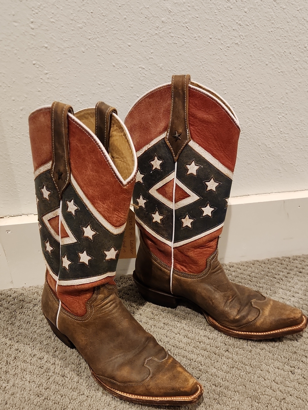 Roper Americana/Rebel Flag western cowboy boots Ladies Size 8
